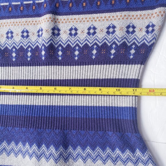 Athleta Fara Fair Isle Sweater Stretch Knit Cotton Blue Sweater Dress - Picture 6 of 10